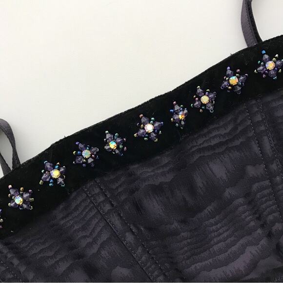 VTG Victoria Secret Balconette Shelf Corset Push Up Bra Velvet Rhinestone 36C - Picture 6 of 14